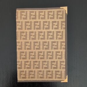 Vintage Fendi Tan and Brown Monogram Planner Cover/Wallet